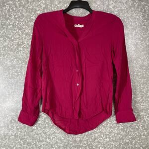 Mango Autumn Basics Women's Burgundy Button Up Shirt - Size Small - Corpcore Top